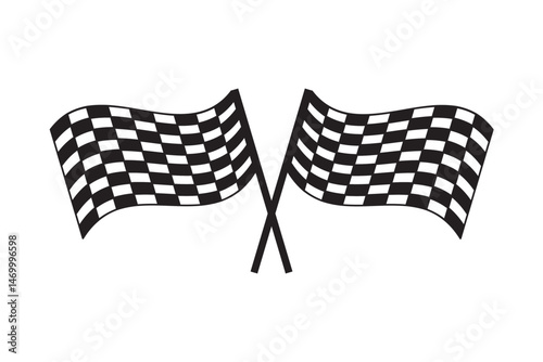 two crossed checkered Flag NASCAR Racing flag silhouette,Racing start and finish checkered flag