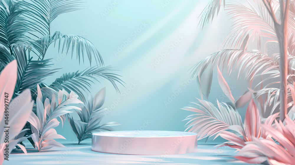Fototapeta premium Pastel Paradise Product Display Platform