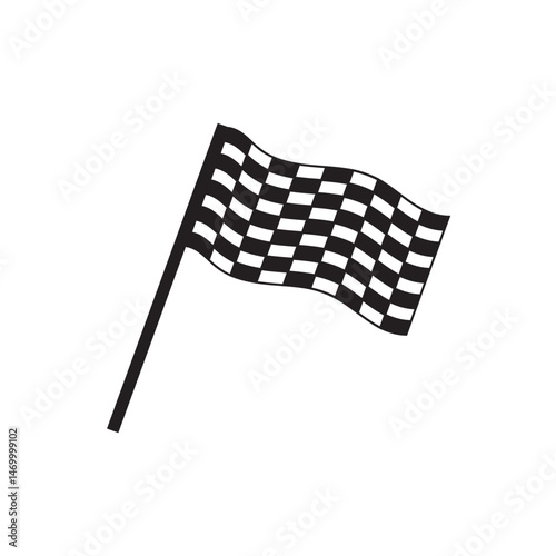 image of a racing flag flying, Flag icon. Racing sign. Checkered racing flag.  EPS10