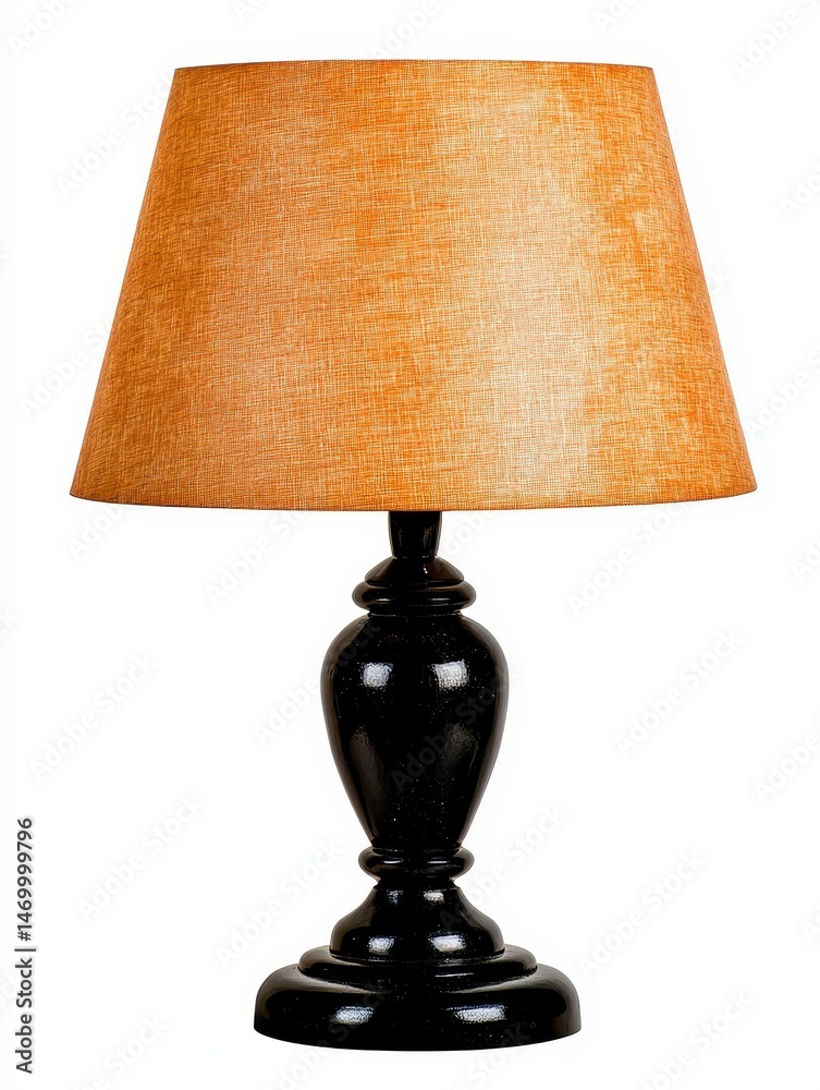 Fototapeta premium Elegant Black Table Lamp with Gold Textured Lampshade
