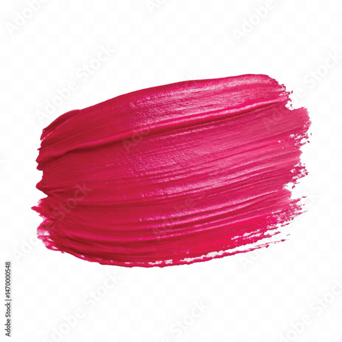 smooth glossy paint or lipstick swatch stroke in red colour isolated on transparent background