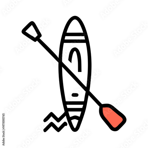 Paddleboard Vector Icon , Colorful Water Sports Adventure Illustration