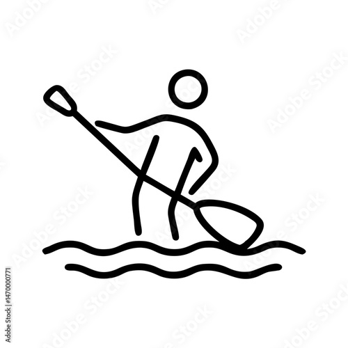  Paddleboarding Vector Icon , Black Outline Water Sports Adventure