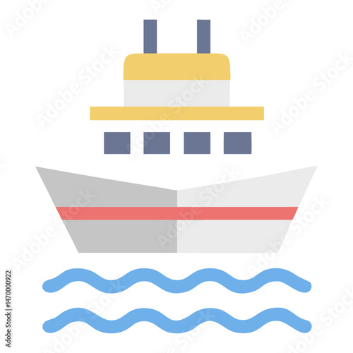 Cargo Ship Vector , Colorful Container Vessel on Waves