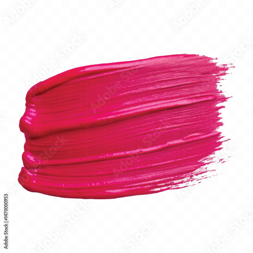 smooth glossy paint or lipstick swatch stroke in red colour isolated on transparent background