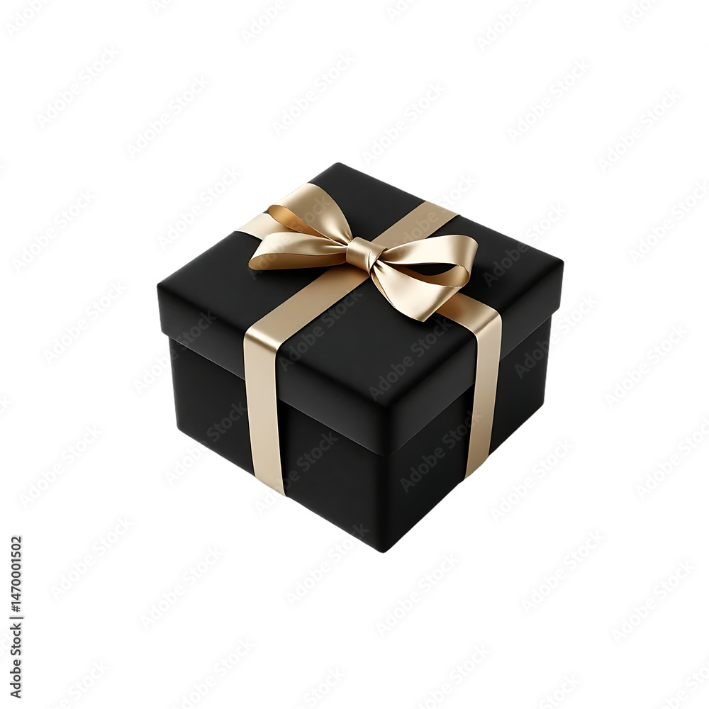 Obraz premium Elegant Black Gift Box with Gold Ribbon