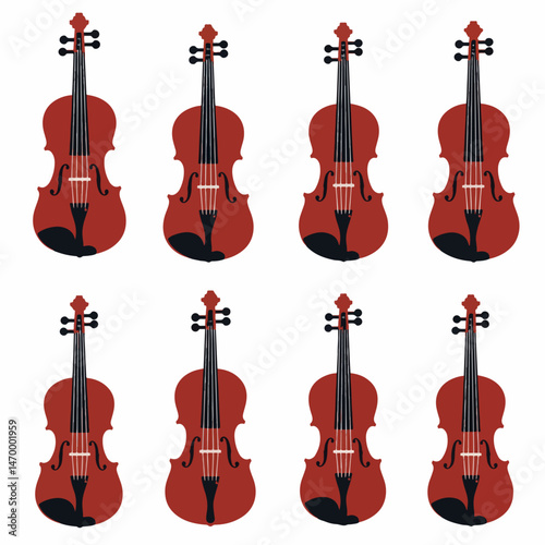 Violin Pattern: A seamless pattern featuring eight stylized violins, arranged in a neat grid, creating a visually engaging and musically inspiring design.