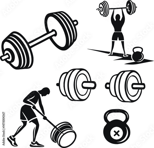 Gym fitness bundle vector design.