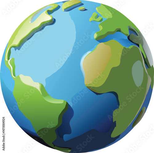 detailed realistic cartoon globe, 3d render of planet earth, highly detailed colorful landmasses and oceans, textured land and clouds, vibrant colors, 4k, high quality, photorealistic