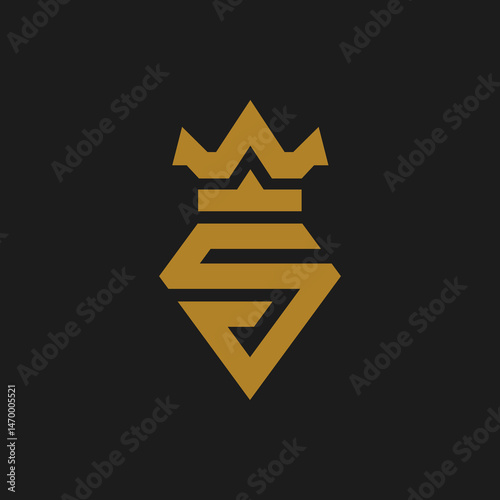 S initials logo with Crown Gold
