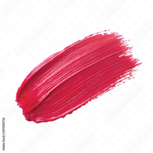 smooth glossy paint or lipstick swatch stroke in red colour isolated on transparent background