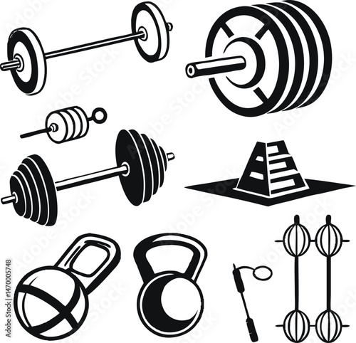 Gym fitness bundle vector design.