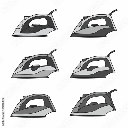 Steaming Ahead: A comprehensive illustration showcases various iterations of an iron, embodying the essence of efficient garment care.