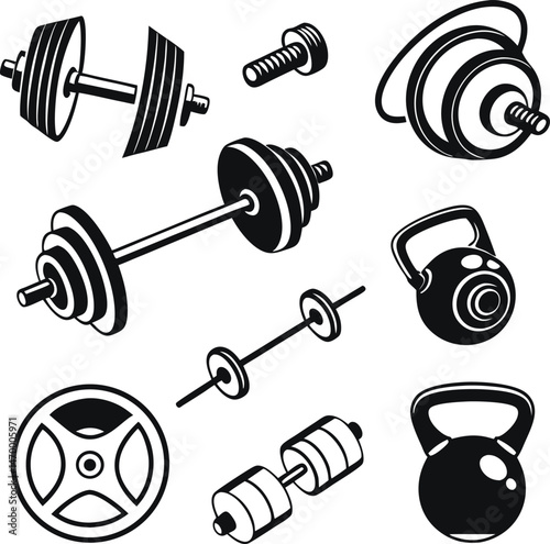 Gym fitness bundle vector design.