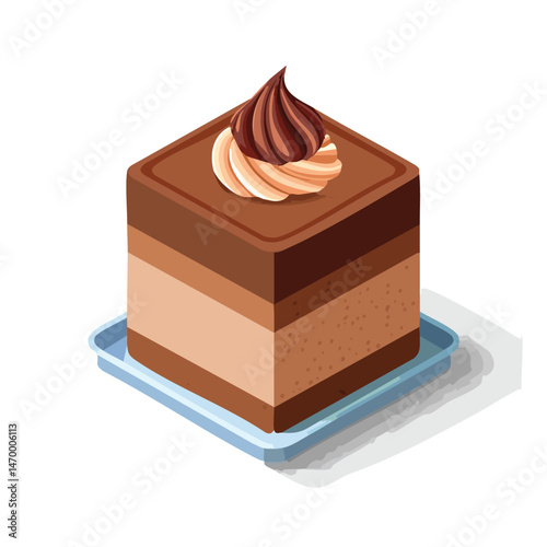 Chocolate Mousse Vector Illustration with Flat Design, Clean Line Art, and Modern Minimalist AestheticArt.