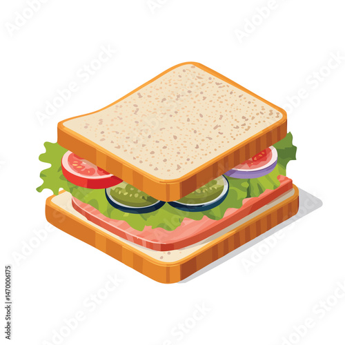 Tuna Sandwich Vector Illustration with Flat Design, Clean Line Art, and Modern Minimalist AestheticArt.