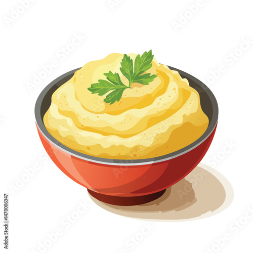 Mashed Potatoes Vector Illustration with Flat Design, Clean Line Art, and Modern Minimalist AestheticArt.