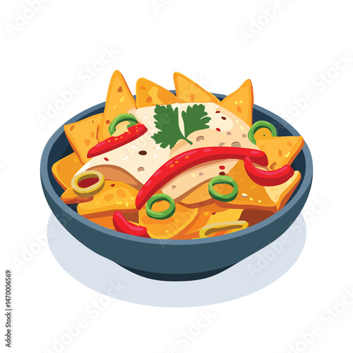 Chicken Fajitas Vector Illustration with Flat Design, Clean Line Art, and Modern Minimalist AestheticArt.