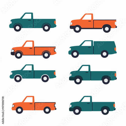 Truck Collection: A vibrant compilation of diverse pickup trucks, offering a glimpse into the world of utility and design. Embodying strength and versatility.