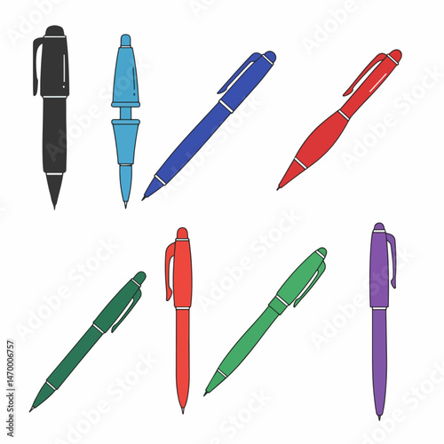 Colorful Pens: A set of colorful pens with different shades, arranged in an artistic and modern style, ready to bring ideas to life.