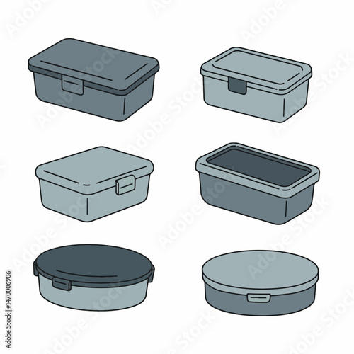 Plastic Food Containers: An array of meticulously arranged plastic food containers, ideal for preserving and organizing food items.