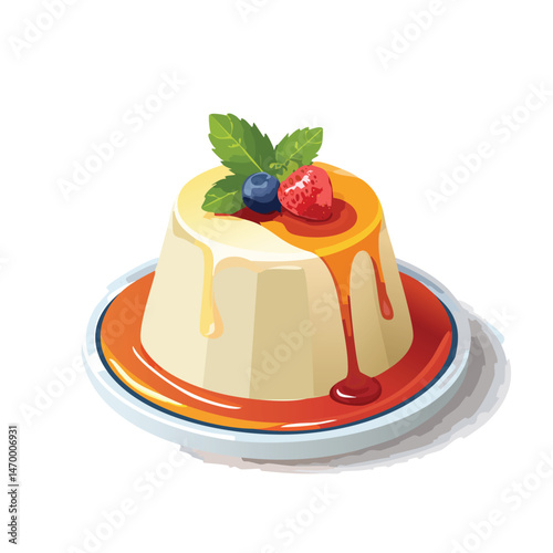 Panna Cotta Vector Illustration with Flat Design, Clean Line Art, and Modern Minimalist AestheticArt.