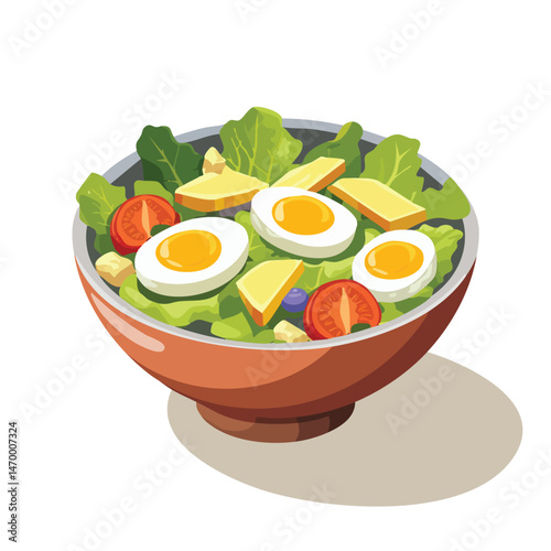 Egg Salad Vector Illustration with Flat Design, Clean Line Art, and Modern Minimalist AestheticArt.