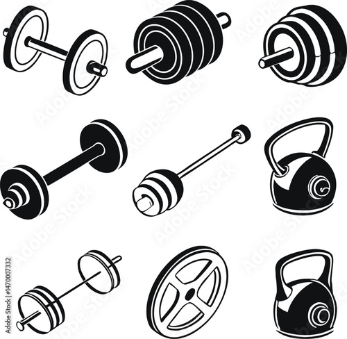 Gym fitness bundle vector design.