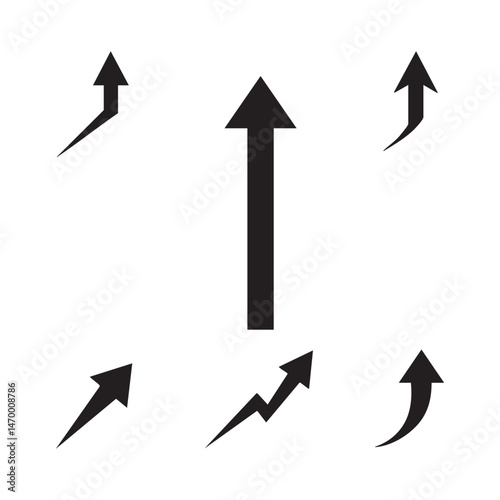 Set of up arrow silhouette icons on white background