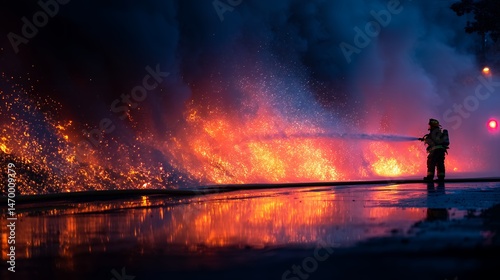 Watching Distant Wildfire Reflected Over Lake at Night With Fire and Smoke