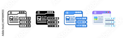 Hosting icon set bundle. Multi style icon collection perfect for websites, apps, and presentations. Simple vector icon collection