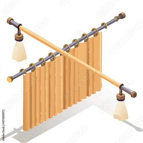 curtain rod Vector Illustration with Flat Design, Clean Line Art, and Modern Minimalist AestheticArt.