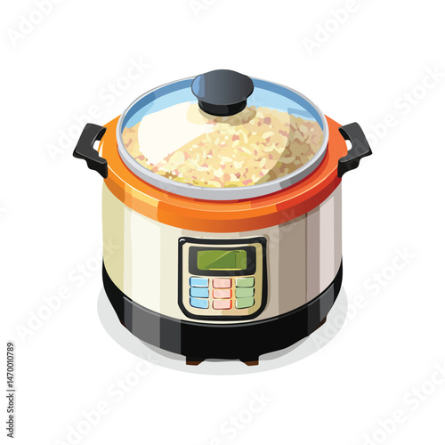 rice cooker Vector Illustration with Flat Design, Clean Line Art, and Modern Minimalist AestheticArt.
