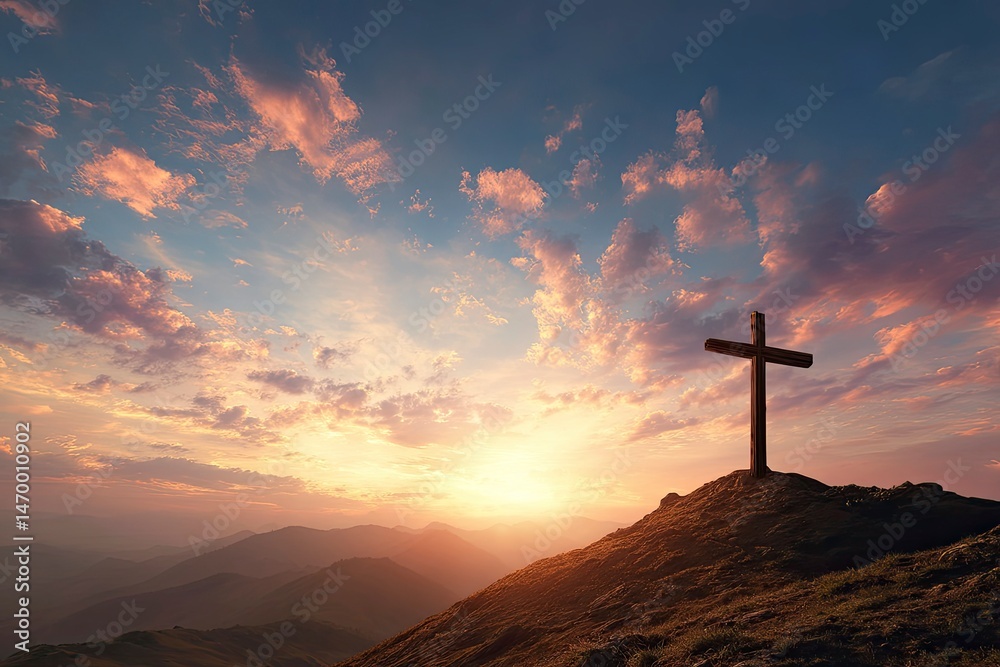 Cross on Hill at Sunset Cross on Hill at Sunset