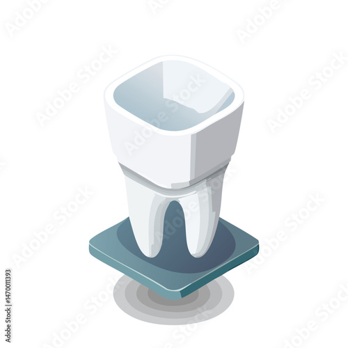 Tooth cup Vector Illustration with Flat Design, Clean Line Art, and Modern Minimalist AestheticArt.
