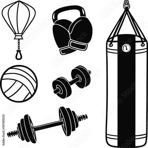 Gym fitness bundle vector design.
