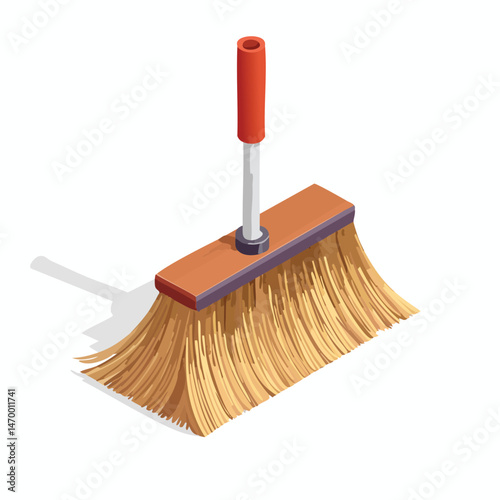 Hand broom Vector Illustration with Flat Design, Clean Line Art, and Modern Minimalist AestheticArt.
