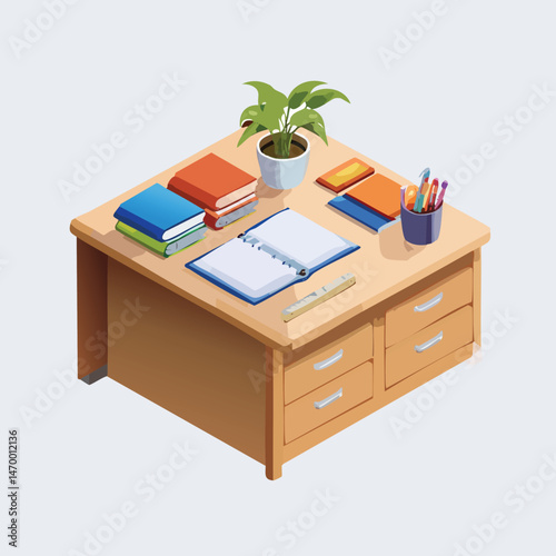 Desk organizer Vector Illustration with Flat Design, Clean Line Art, and Modern Minimalist AestheticArt.