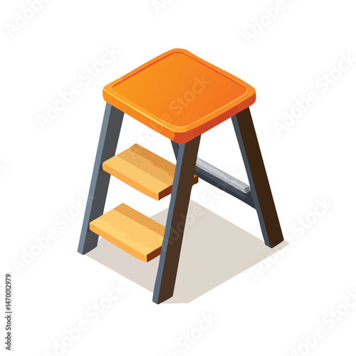 Step stool Vector Illustration with Flat Design, Clean Line Art, and Modern Minimalist AestheticArt.