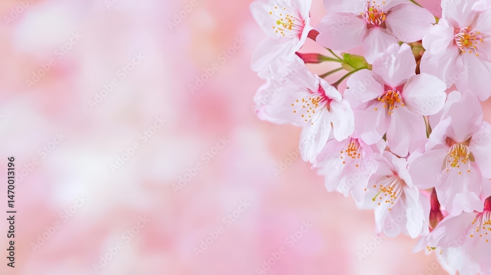 Fototapeta premium Delicate pink cherry blossom petals on soft blurred background for nature and spring themes