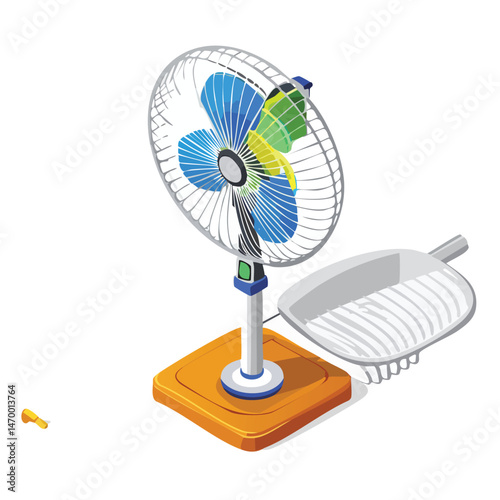Floor fan Vector Illustration with Flat Design, Clean Line Art, and Modern Minimalist AestheticArt.