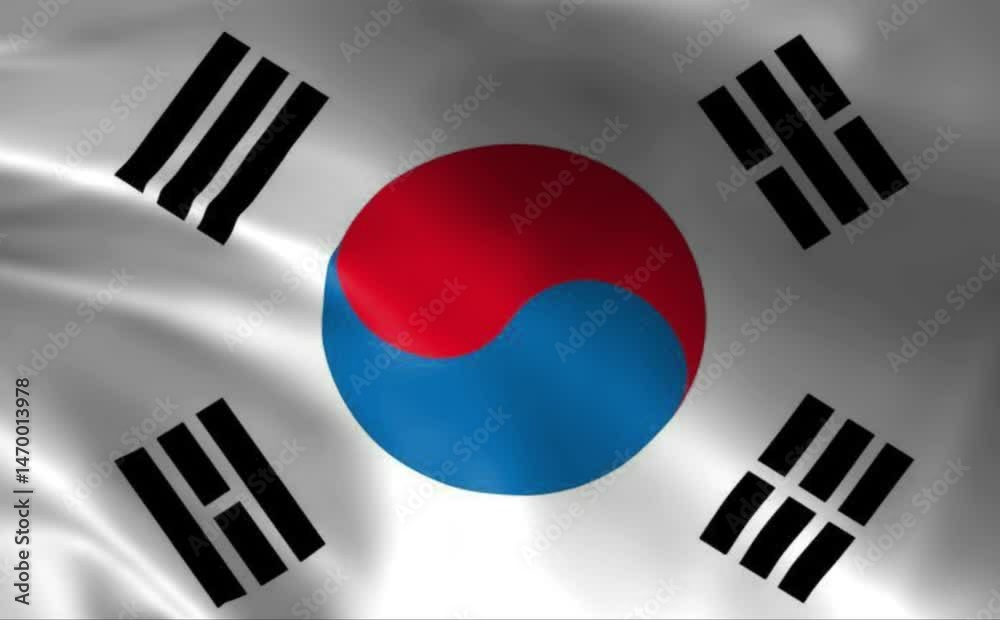 Realistic south korea flag, looping, 4k resolustion Realistic south korea flag, looping, 4k resolustion