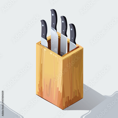 Knife block Vector Illustration with Flat Design, Clean Line Art, and Modern Minimalist AestheticArt.