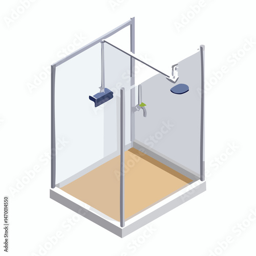 Shower rod Vector Illustration with Flat Design, Clean Line Art, and Modern Minimalist AestheticArt.