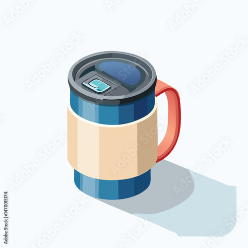 Travel mug Vector Illustration with Flat Design, Clean Line Art, and Modern Minimalist AestheticArt.