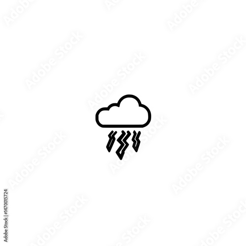 Thunderstorm icon vector showing lightning bolt and rainy weather