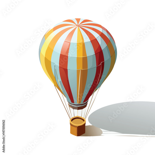 Hot air balloon Vector Illustration with Flat Design, Clean Line Art, and Modern Minimalist AestheticArt.