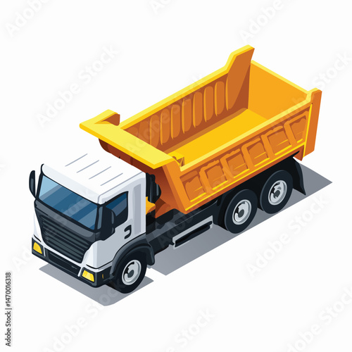 Dump truck Vector Illustration with Flat Design, Clean Line Art, and Modern Minimalist AestheticArt.