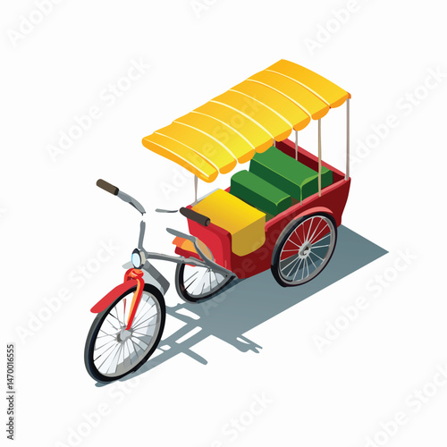 Rickshaw Vector Illustration with Flat Design, Clean Line Art, and Modern Minimalist AestheticArt.