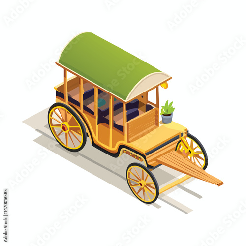 Horse carriage Vector Illustration with Flat Design, Clean Line Art, and Modern Minimalist AestheticArt.